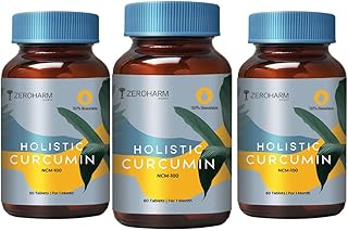 ZEROHARM Holistic Curcumin with 95% Curcuminoids & Piperine - Turmeric Supplement for Joint Pain, Inflammation, Antioxidant & Immunity Support for Men, Women - Nano Formulated 180 Tablets
